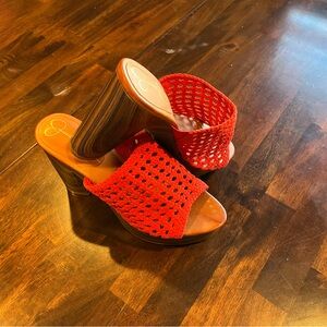Jessica Simpson Vibrant Orange Woven Mules Sz. 8.5